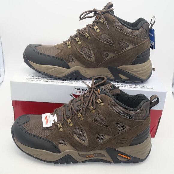 NEW Skechers Men's 13 Arch Fit Recon Beyonder WP Boots Brown Goodyear Outsoles - Picture 3 of 13